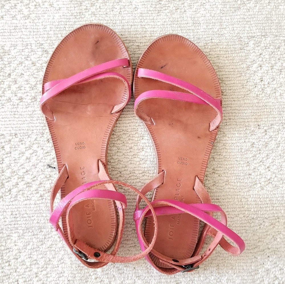 Joie Pink Leather Strappy Sandals
